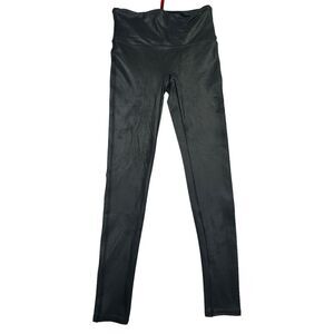 SPANX By Sara Blakely Faux Leather Black Shimmer Leggings Medium